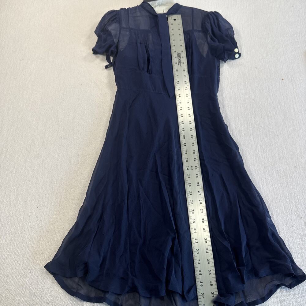 Polo Ralph Lauren Silk Dress Womens 6 Navy Dress With Overlay NWT MSRP$598 - Picture 13 of 16